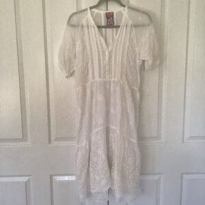Johnny Was lace eyelet white dress S